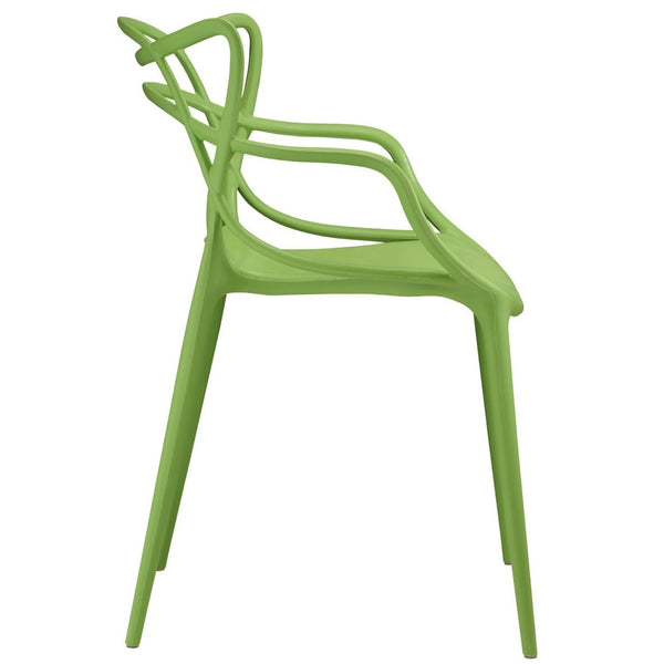 Modway Furniture Entangled Dining Set of 4 - Sculptural Molded Plastic Chairs for Modern Comfort and Style Green EEI-2348-GRN-SET