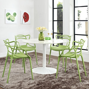 Modway Furniture Entangled Dining Set of 4 - Sculptural Molded Plastic Chairs for Modern Comfort and Style Green EEI-2348-GRN-SET