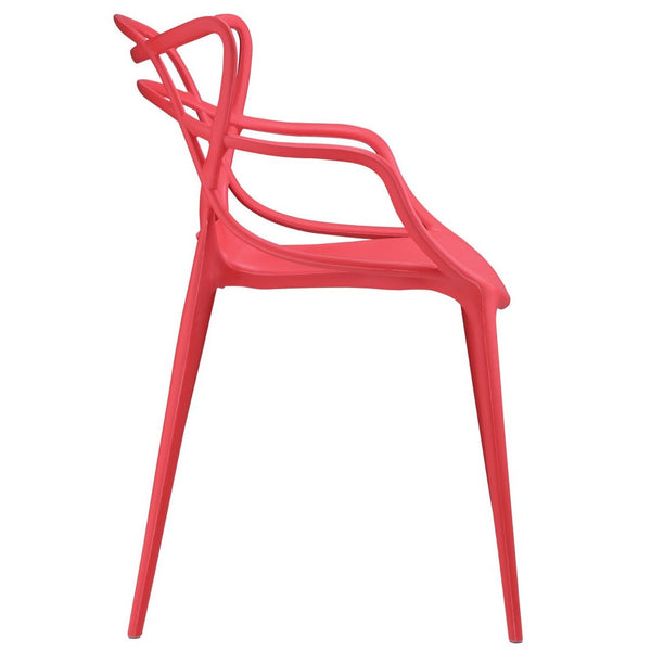 Modway Furniture Entangled Dining Set of 4 - Sculptural Molded Plastic Chairs for Modern Comfort and Style Red EEI-2348-RED-SET