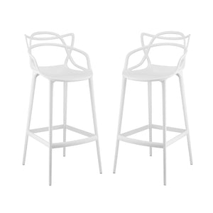 Modway Furniture Entangled Bar Stool Set of 2 White 19.5 x 42 x 43