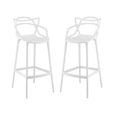 Modway Furniture Entangled Bar Stool Set of 2 White 19.5 x 42 x 43