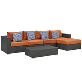 Modway Furniture Sojourn 5 Piece Outdoor Patio Sunbrella® Sectional Set Canvas Tuscan 62.5 x 128 x 25