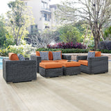 Modway Furniture Summon 5 Piece Outdoor Patio Sunbrella® Sectional Set Canvas Tuscan 68.5 x 130.5 x 25