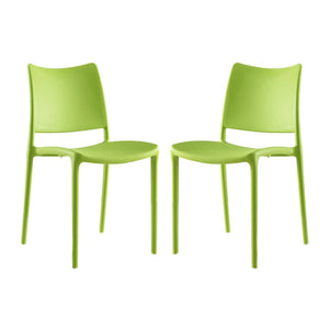 Modway Furniture Hipster Dining Side Chair Set of 2 – Contemporary Ergonomic Design for Indoor and Outdoor Use Green EEI-2424-GRN-SET