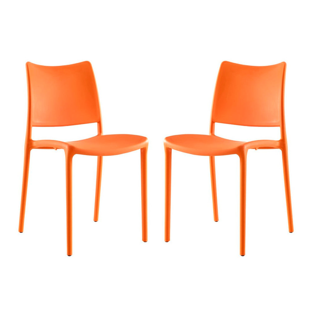 Modway Furniture Hipster Dining Side Chair Set of 2 – Contemporary Ergonomic Design for Indoor and Outdoor Use Orange EEI-2424-ORA-SET