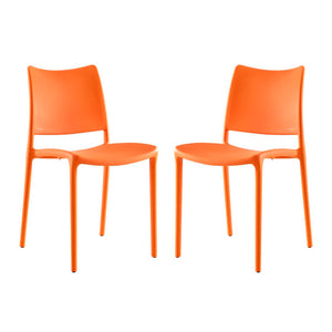 Modway Furniture Hipster Dining Side Chair Set of 2 – Contemporary Ergonomic Design for Indoor and Outdoor Use Orange EEI-2424-ORA-SET