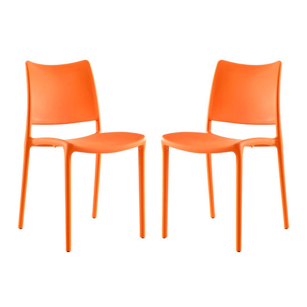 Modway Furniture Hipster Dining Side Chair Set of 2 – Contemporary Ergonomic Design for Indoor and Outdoor Use Orange EEI-2424-ORA-SET