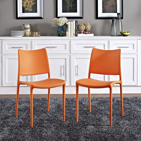 Modway Furniture Hipster Dining Side Chair Set of 2 – Contemporary Ergonomic Design for Indoor and Outdoor Use Orange EEI-2424-ORA-SET