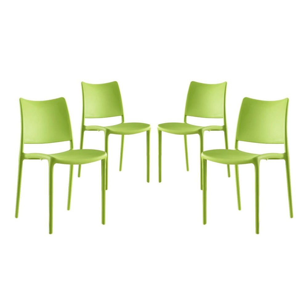 Modway Furniture Hipster Dining Side Chair Set of 4 - Contemporary, Stackable Design for Indoor & Outdoor Use Green EEI-2425-GRN-SET
