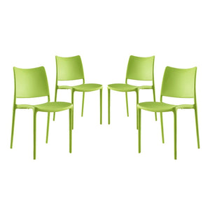 Modway Furniture Hipster Dining Side Chair Set of 4 - Contemporary, Stackable Design for Indoor & Outdoor Use Green EEI-2425-GRN-SET