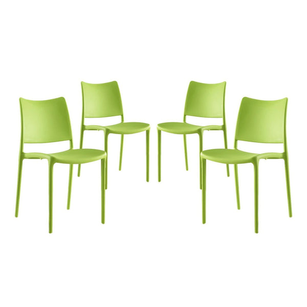 Modway Furniture Hipster Dining Side Chair Set of 4 - Contemporary, Stackable Design for Indoor & Outdoor Use Green EEI-2425-GRN-SET