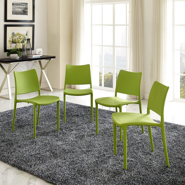 Modway Furniture Hipster Dining Side Chair Set of 4 - Contemporary, Stackable Design for Indoor & Outdoor Use Green EEI-2425-GRN-SET