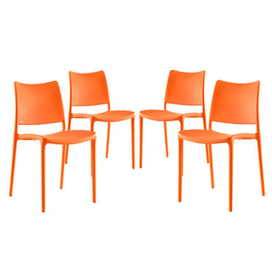 Modway Furniture Hipster Dining Side Chair Set of 4 - Contemporary, Stackable Design for Indoor & Outdoor Use Orange EEI-2425-ORA-SET