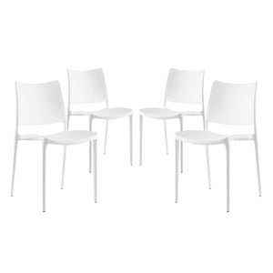 Modway Furniture Hipster Dining Side Chair Set of 4 - Contemporary, Stackable Design for Indoor & Outdoor Use White EEI-2425-WHI-SET