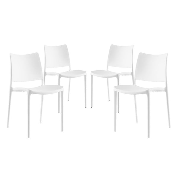 Modway Furniture Hipster Dining Side Chair Set of 4 - Contemporary, Stackable Design for Indoor & Outdoor Use White EEI-2425-WHI-SET