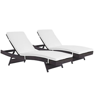 Modway Furniture Convene Outdoor Patio Chaise Set of 2 - Stylish, Durable, Adjustable Loungers for Ultimate Relaxation Espresso White EEI-2428-EXP-WHI-SET