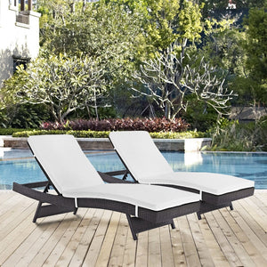 Modway Furniture Convene Outdoor Patio Chaise Set of 2 - Stylish, Durable, Adjustable Loungers for Ultimate Relaxation Espresso White EEI-2428-EXP-WHI-SET
