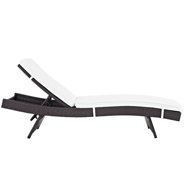 Modway Furniture Convene Outdoor Reclining Patio Chaise Set of 4 - Durable, Weather-Resistant Comfort for Your Space Espresso White EEI-2429-EXP-WHI-SET