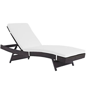 Modway Furniture Convene Outdoor Patio Chaise Set of 6 – Durable, Adjustable Reclining Comfort for Stylish Lounging Espresso White EEI-2430-EXP-WHI-SET