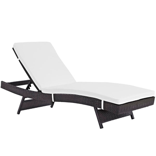 Modway Furniture Convene Outdoor Patio Chaise Set of 6 – Durable, Adjustable Reclining Comfort for Stylish Lounging Espresso White EEI-2430-EXP-WHI-SET