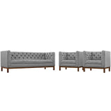 Modway Furniture Panache Living Room Set Upholstered Fabric Set of 3 Expectation Gray 31 x 152 x 31