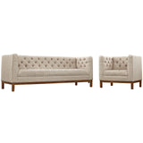 Modway Furniture Panache Living Room Set Upholstered Fabric Set of 2 Beige 31 x 118 x 31