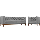 Modway Furniture Panache Living Room Set Upholstered Fabric Set of 2 EEI-2437-GRY-SET