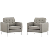 Modway Furniture Loft Armchairs Upholstered Fabric Set of 2 Granite 31 x 31 x 32