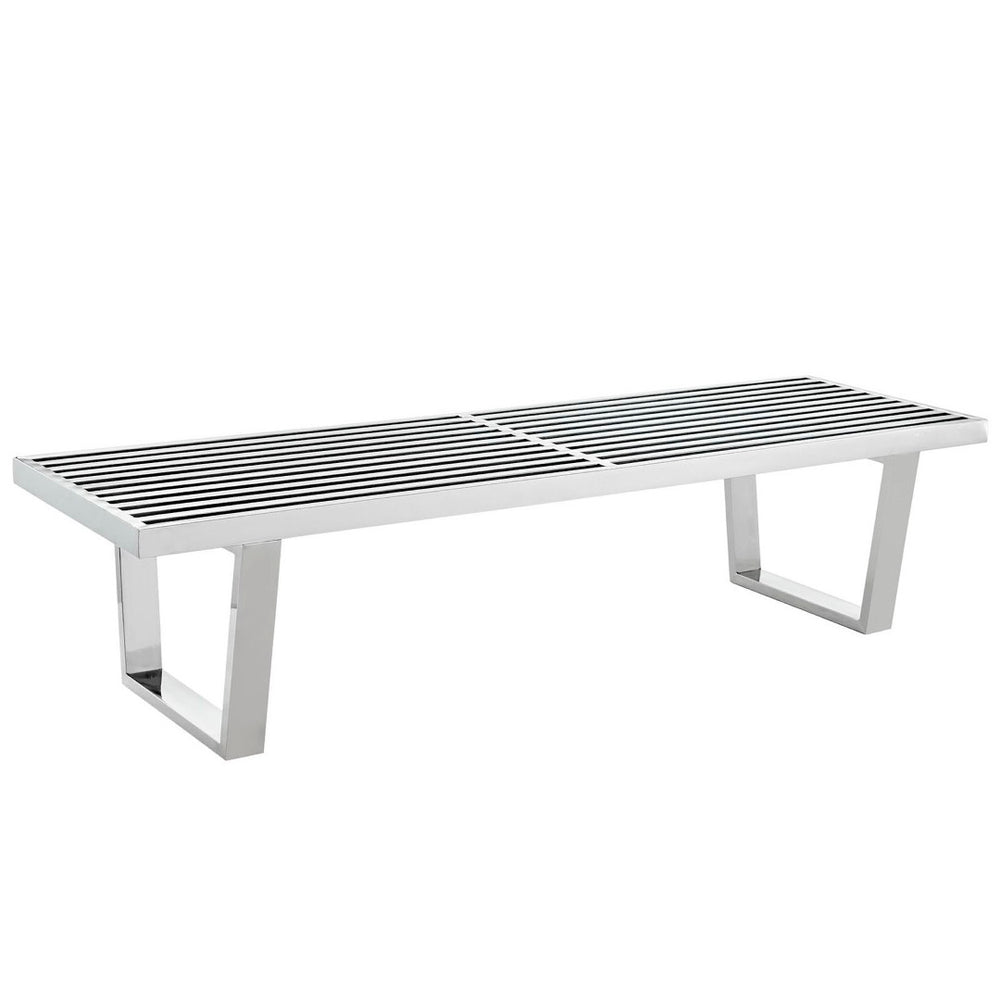 Modway Furniture Sauna 5' Stainless Steel Bench - Mid-Century Modern Design, Versatile Seating for Home & Commercial Use EEI-246-SLV