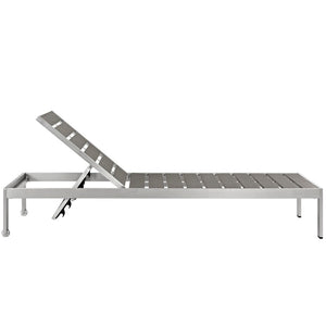 Modway Furniture Shore Outdoor Aluminum Chaise Lounge Set of 2 - Stylish, Durable, and Adjustable for Ultimate Comfort EEI-2467-SLV-GRY-SET
