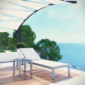 Modway Furniture Shore 2 Piece Outdoor Chaise Lounge and Side Table Set – Stylish, Durable, and Easy to Assemble Silver White EEI-2470-SLV-WHI-SET