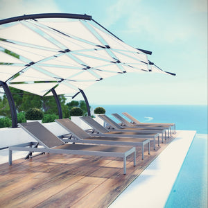 Modway Furniture Shore Outdoor Patio Chaise Lounge Set of 6 - Stylish, Adjustable, and Durable for Ultimate Relaxation Silver Gray EEI-2474-SLV-GRY-SET