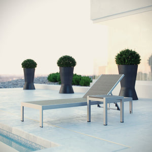 Modway Furniture Shore 2 Piece Outdoor Lounge Set - Modern Weather-Resistant Wicker with Adjustable Recline Options EEI-2475-SLV-GRY-SET