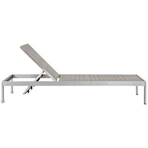 Modway Furniture Shore Outdoor Aluminum Chaise Lounge Set of 2 – Adjustable, Durable & Stylish for Patios & Pools EEI-2477-SLV-GRY-SET