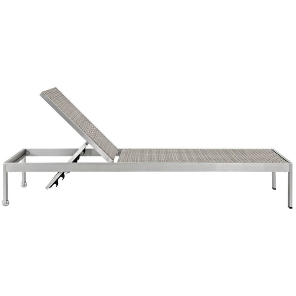 Modway Furniture Shore Outdoor Patio Chaise Lounge Set of 4 - Adjustable, Modern Design with Durable Aluminum Frame EEI-2478-SLV-GRY-SET