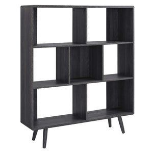 Modway Furniture Transmit 7 Shelf Wood Grain Bookcase Charcoal 11.5 x 45 x 52.5