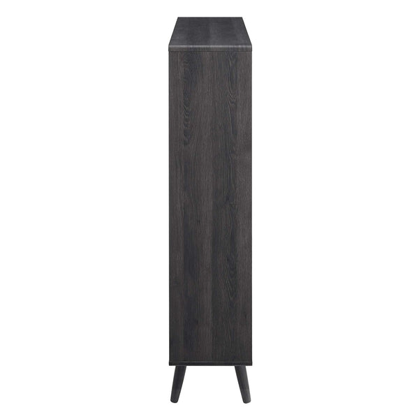 Modway Furniture Transmit 7 Shelf Wood Grain Bookcase - Modern Mid-Century Design for Stylish Home Organization Charcoal EEI-2529-CHA