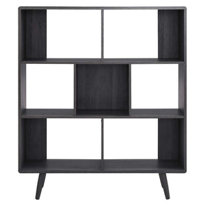 Modway Furniture Transmit 7 Shelf Wood Grain Bookcase - Modern Mid-Century Design for Stylish Home Organization Charcoal EEI-2529-CHA