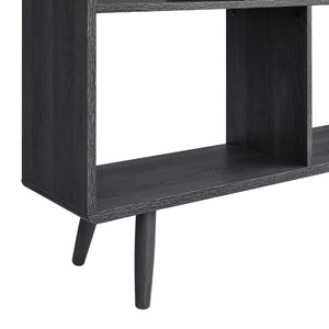 Modway Furniture Transmit 7 Shelf Wood Grain Bookcase - Modern Mid-Century Design for Stylish Home Organization Charcoal EEI-2529-CHA