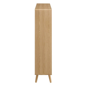 Modway Furniture Transmit 7 Shelf Wood Grain Bookcase - Modern Mid-Century Design for Stylish Home Organization Oak EEI-2529-OAK