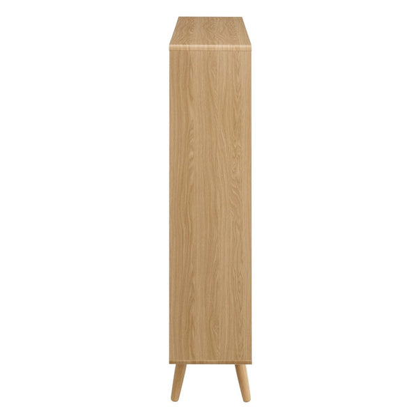 Modway Furniture Transmit 7 Shelf Wood Grain Bookcase - Modern Mid-Century Design for Stylish Home Organization Oak EEI-2529-OAK