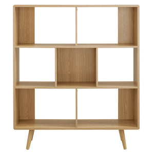 Modway Furniture Transmit 7 Shelf Wood Grain Bookcase - Modern Mid-Century Design for Stylish Home Organization Oak EEI-2529-OAK