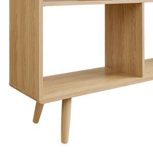 Modway Furniture Transmit 7 Shelf Wood Grain Bookcase - Modern Mid-Century Design for Stylish Home Organization Oak EEI-2529-OAK