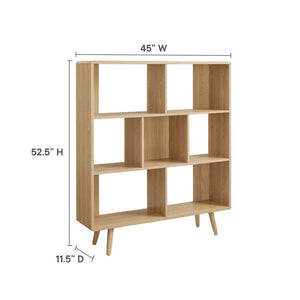 Modway Furniture Transmit 7 Shelf Wood Grain Bookcase - Modern Mid-Century Design for Stylish Home Organization Oak EEI-2529-OAK