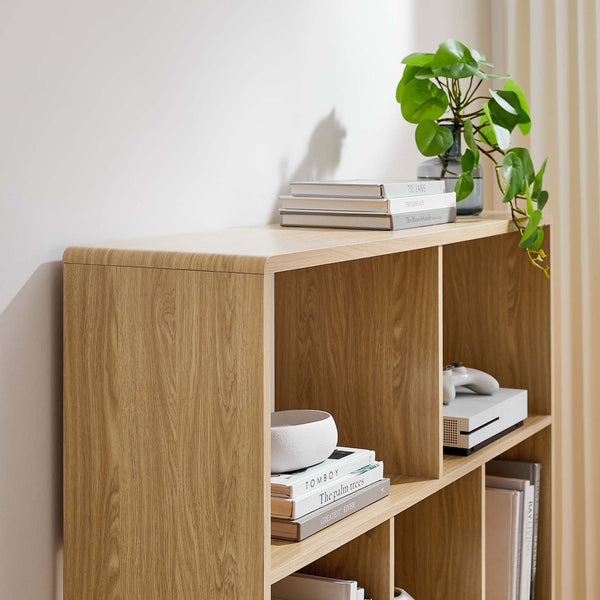 Modway Furniture Transmit 7 Shelf Wood Grain Bookcase - Modern Mid-Century Design for Stylish Home Organization Oak EEI-2529-OAK