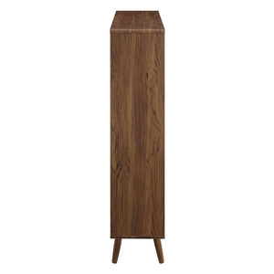 Modway Furniture Transmit 7 Shelf Wood Grain Bookcase - Modern Mid-Century Design for Stylish Home Organization Walnut EEI-2529-WAL