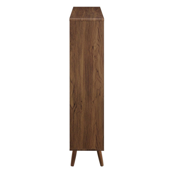 Modway Furniture Transmit 7 Shelf Wood Grain Bookcase - Modern Mid-Century Design for Stylish Home Organization Walnut EEI-2529-WAL