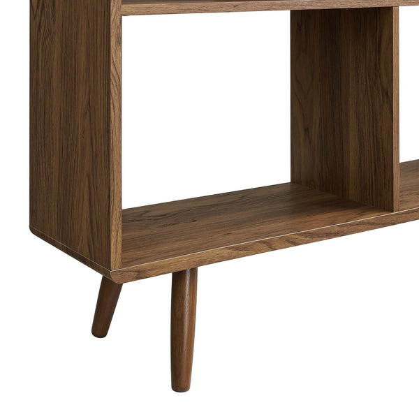 Modway Furniture Transmit 7 Shelf Wood Grain Bookcase - Modern Mid-Century Design for Stylish Home Organization Walnut EEI-2529-WAL