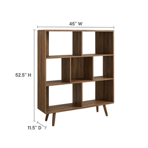 Modway Furniture Transmit 7 Shelf Wood Grain Bookcase - Modern Mid-Century Design for Stylish Home Organization Walnut EEI-2529-WAL