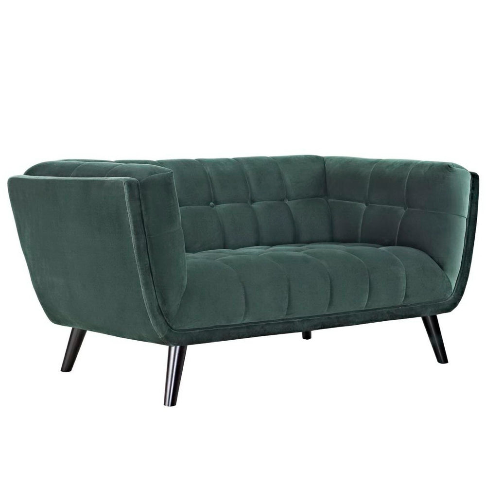 Modway Furniture Bestow Performance Velvet Loveseat - Stylish Green Comfort, Mid-Century Design for Modern Homes EEI-2535-GRN